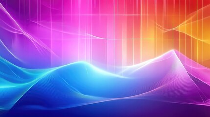 Wall Mural - Abstract Colorful Background with Wavy Lines and Grid