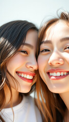 Canvas Print - Close-up Portrait of Two Smiling Young Women