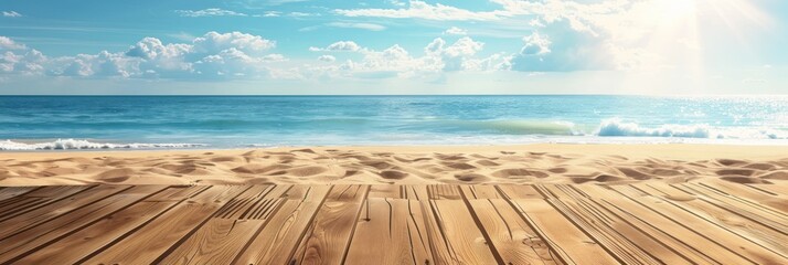 Wall Mural - Summer Beach Scene with Wooden Deck