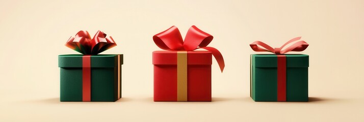 Aufkleber - Colorful minimalist Christmas gift boxes showcase bright ribbons and bows, adding a festive touch to holiday celebrations. Generative AI