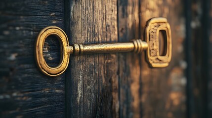 Wall Mural - a conceptual image depicting a golden key unlocking a door symbolizing the power of success growth a