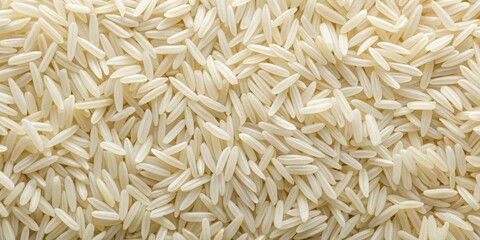 Close-up top view of raw long grain basmati rice, showing its unique texture and shape , basmati, rice, raw, grain, texture