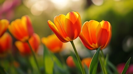 Sticker - Orange Tulips in the Sunlight