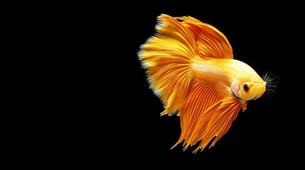 Wall Mural - Golden Siamese Fighting Fish with Flowing Fins