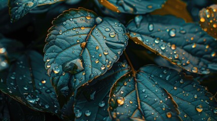 Canvas Print - A detailed view of a plant's surface covered in small water droplets, ideal for use as a background or illustration