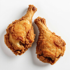 Wall Mural - crispy fried chicken on white background