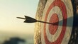 © Heng Heng - AI Stock - Conceptual image of an arrow hitting the bullseye of a target symbolizing successful achievement goal attainment and triumph over challenges  The design represents the power of focus precision