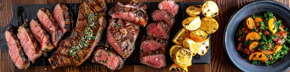 Canvas Print - Selection of prime cut steak on a menu