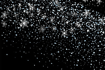 Wall Mural - Christmas snow. Falling snowflakes on a dark background. Snowfall. Vector illustration.