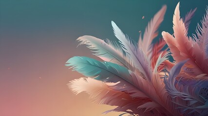 Wall Mural - pastel colour feather abstract background Generative AI