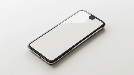 Wall Mural - A black and white cell phone placed on a white surface, suitable for tech-related or minimalist-themed designs