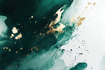 Canvas Print - Green Gold Abstract Art.