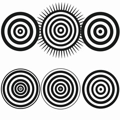 Wall Mural - A striking black and white optical illusion pattern featuring concentric circles and radial lines. The high-contrast design creates a mesmerizing effect