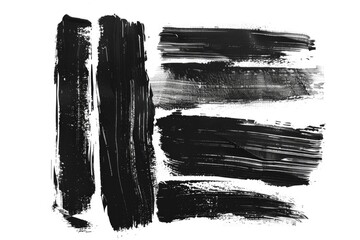 Wall Mural - Abstract art with black and white paint strokes on canvas