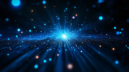 Wall Mural - A blue and purple galaxy with many stars and a bright light