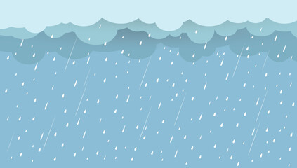 Wall Mural - heavy rain in dark sky, rainy season, clouds and storm, weather nature background, flood natural dis