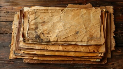 Vintage Paper Collection - Group of Old Worn Sheets on Isolated Background