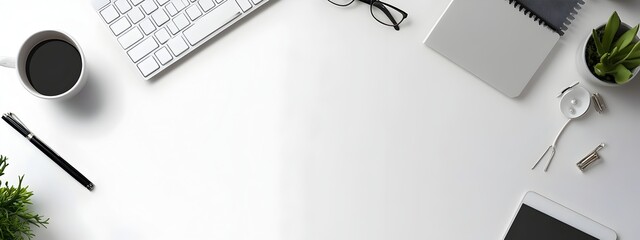 Aufkleber - Minimalist White Office Desk with Ample Space for Work and Productivity