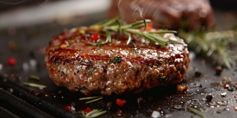 Canvas Print - Homemade Oven-Cooked Burger Patties Prepared in the Kitchen