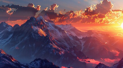 Poster - Majestic Mountain Sunset