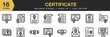 © spacepixel - Certificate icon set. Editable Stroke Icon Collection. Includes certificate icons and More. Outline icons vector collection.