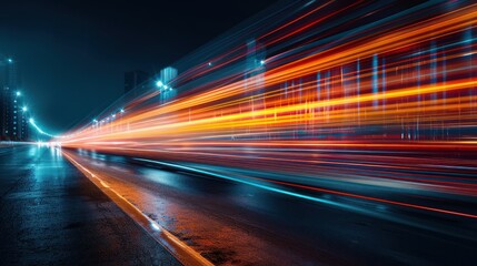 Blurred Velocity: Abstract Long Exposure of Dynamic Speed Light on Rural City Road