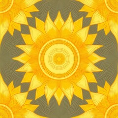 Wall Mural - Seamless floral pattern in yellow colors.