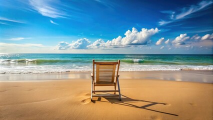 Chair on the sandy beach with a view of the ocean , relaxation, beach, vacation, chair, travel, tropical, seascape