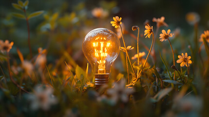 Glowing Light Bulb in Nature