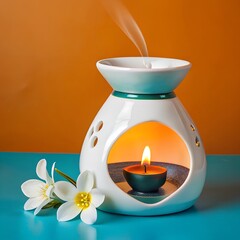 Poster - burning candle in a candlestick