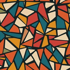 seamless pattern of angular abstract patterns with high contrast colors