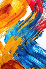 Poster - A close-up view of a vibrant and colorful painting on a white background