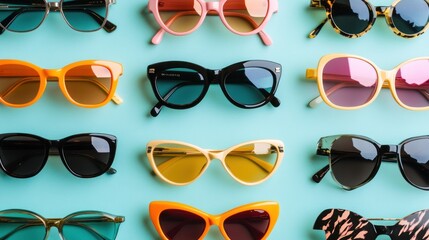 A Row of Stylish Sunglasses