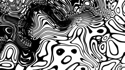 Sticker - Abstract fluid and wave background in black and white