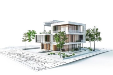 Poster - A 3D rendering of a modern house design concept, ideal for architecture and real estate use