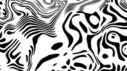 Poster - Abstract fluid and wave background in black and white