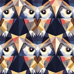 Canvas Print - Seamless pattern of abstract geometric owls with crisp edges