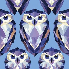 Canvas Print - Seamless pattern of abstract geometric owls with crisp edges