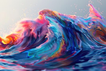 Sticker - A vibrant wave crashes against the ocean floor, with shades of blue and green swirling together