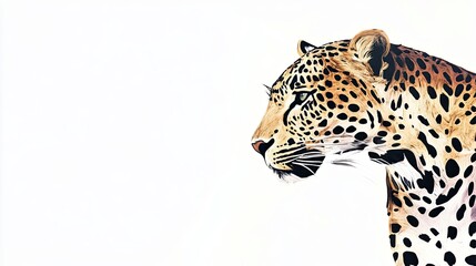 Stylized Leopard Portrait on White Background