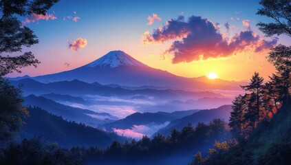 Poster - Majestic Mount Fuji at Sunrise