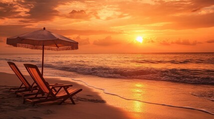 Sticker - Beach Sunset with Loungers