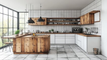 Sticker - Modern Kitchen with Rustic Accents