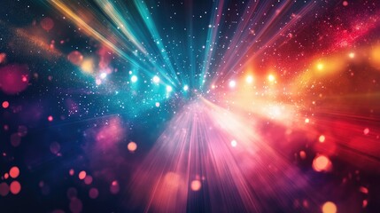 Abstract Background with Colorful Lights and Glowing Particles