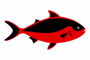 Wall Mural - Red snapper fish silhouette black vector art illustration 