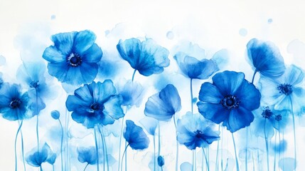 Wall Mural - Abstract blue flowers background,