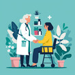 © Ziyan - illustration of female doctor treating elderly patient, flat design for world doctors day
