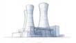 © Sea - Nuclear power plant sketch. Isolated abstract polygonal nuclear reactor. Polluting energy. Industry concept. Plant, station, or factory in modern low poly wireframe style. Vector illustration.