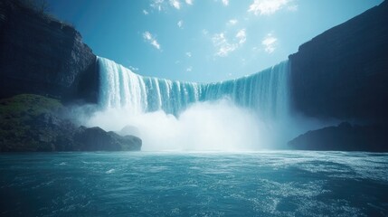 A boat tour beneath Niagara Falls, showing the sheer power and scale of the water.