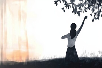 Poster - silhouette of a person in the park